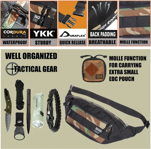 Vista 4 de Rough Enough - Cangurera táctica para hombre, diseño de Cordura, talla L