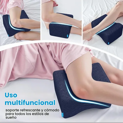 Vista 6 de Almohada de rodilla para dormir de lado, almohada de piernas con gel refrescante, azul/grande