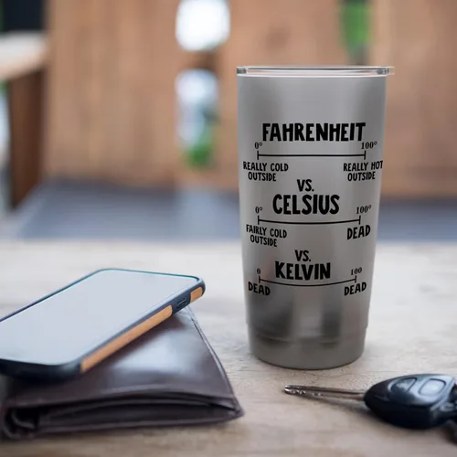 Vista 7 de Fahrenheit vs Celsius vs Kelvin Stainless Steel Insulated Tumbler