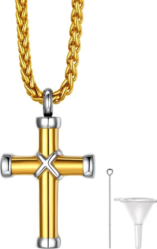 Vista 9 de Richsteel Collares de urna para cenizas para mujeres y hombres, collar con colgante de cremación para cenizas, joyería conmemorativa de acero