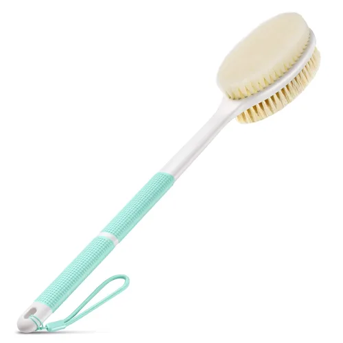 Vista 11 de Backski Limpiador corporal antideslizante para ducha, cepillo de ducha de mango largo con cerdas rígidas y suaves, limpiador de espalda exfoliante