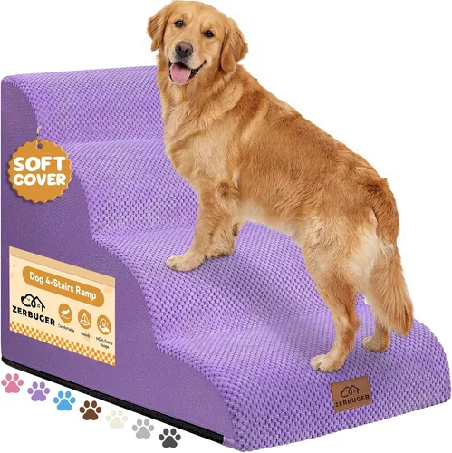 Vista 13 de Zerbuger Rampa para perros y escaleras para cama, beige de 3 escalones