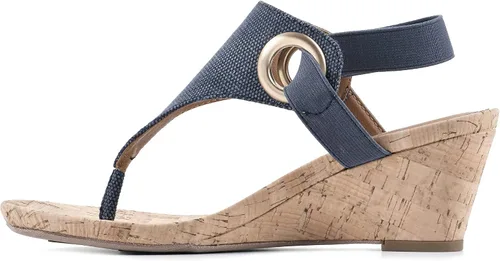 Vista 4 de WHITE MOUNTAIN Sandalias de cuña Aida para mujer, Blanco