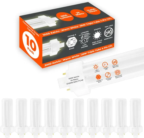 Vista 31 de GoodBulb Bombillas CFL de 13 W, base GX23 de 2 pines, 2700 K, blanco suave, 13 W, alto rendimiento, 800 lúmenes, bombillas fluorescentes compactas