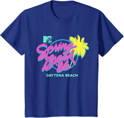 Vista 11 de MTV Camiseta de cuello redondo de ajuste clásico - Spring Break Daytona Beach, negro, adulto, manga corta, algodón y poliéster