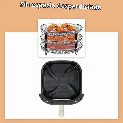 Vista 3 de Estantes para freidora de aire de acero inoxidable, 11 piezas, accesorios universales para freidora de aire, estantes deshidratadores apilables de 3