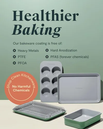 Vista 6 de Caraway Bandeja pequeña de cerámica antiadherente para hornear (9 x 13 pulgadas), no tóxica, sin PTFE ni PFOA, apta para horno, núcleo de acero