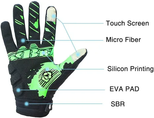 Vista 4 de Guantes de ciclismo de esqueleto, guantes de motocicletas, para vehículos todoterreno MTB, guantes de bicicleta, absorción de golpes, diseño
