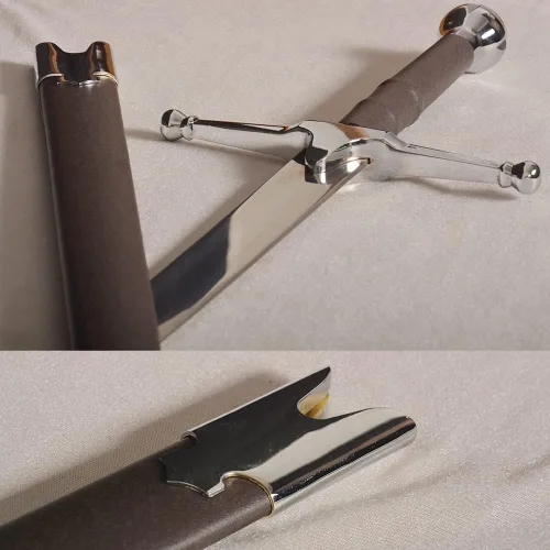 Vista 6 de Espada ancha medieval de 45 pulgadas, espada escocesa Claymore Highland con vaina para cosplay, colección