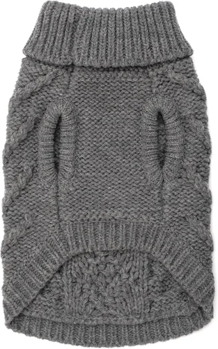 Vista 3 de The Worthy Dog Suéter de cuello alto de punto grueso, ropa cálida de invierno para perro, trajes de abrigo para mascotas para clima frío - XXS, gris