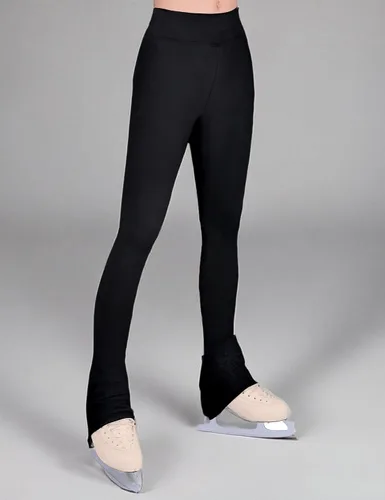 Vista 7 de Pantalones de patinaje sobre hielo para niñas, leggings negros de cintura alta, suaves, sin costuras, cálidos, para niños, adolescentes, competición
