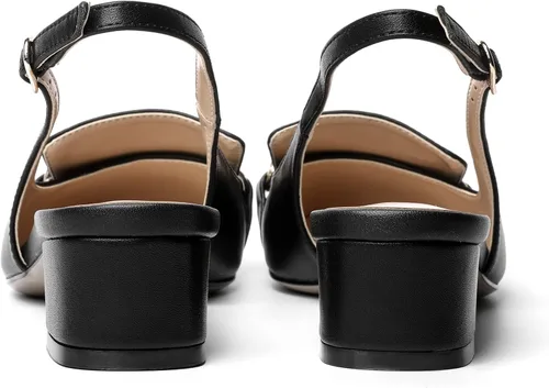 Vista 4 de Zapatos de tacón bajo con hebilla mate para mujer, con correa ajustable, con correa ajustable, tacón bajo, 1.5 pulgadas