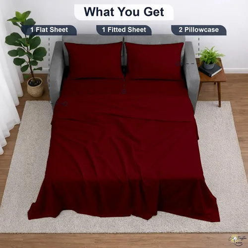 Vista 5 de Cottington Lane Juego de 4 piezas de sábanas para sofá cama tamaño matrimonial, 100% algodón egipcio de alta calidad para sofá cama, sofá biplaza