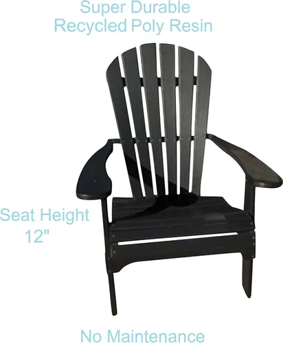 Vista 4 de Phat Tommy Silla Adirondack plegable – Silla Adirondack de polietileno de polietileno de alta densidad – resistente plástico reciclado – Muebles