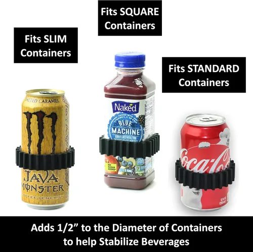 Vista 7 de Gadjit Beverage Bands - Adaptador para portavasos de automóvil, evita que las bebidas sobre la marcha se tambaleen en tu portavasos (paquete de 2)
