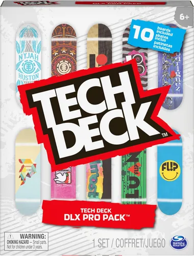 Vista 2 de TECH DECK Fingerboard - Paquete de 10 patinetas coleccionables Ultra DLX de Element, Primitive y Flip, gráficos auténticos de tabla, uso en todos