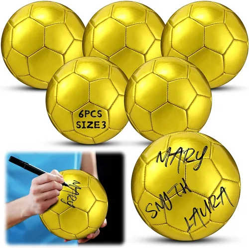 Vista 10 de WinnerWhy Balón de fútbol dorado con autógrafo, tamaño oficial, mini trofeo de fútbol, fútbol dorado personalizado con bomba de aire para trofeos