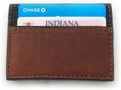 Vista 2 de Brown genuino cuero de vaca magnético dinero clip 3 tarjeta cartera USA hecho a mano, Marrón