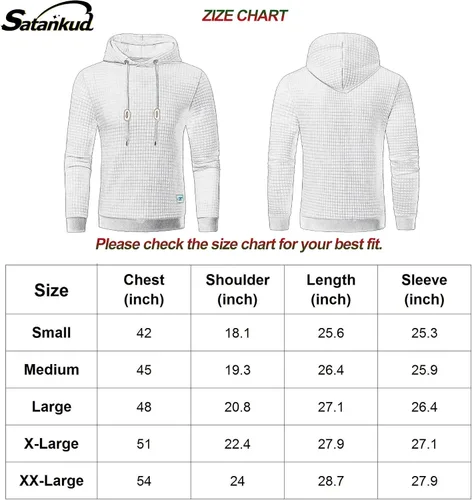 Vista 6 de Sudadera con capucha para hombre, sudadera de manga larga, sudaderas con capucha y patrón cuadrado