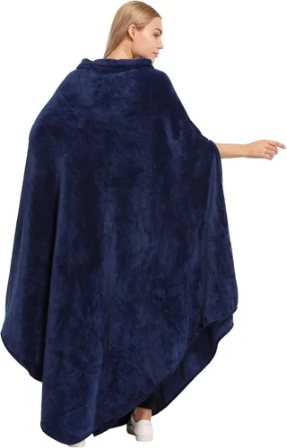 Vista 8 de Catalonia Poncho de Manta Vestible para Adultos, Súper Suave y Cómoda Manta Tipo Capa para TV para Mujeres y Hombres, Azul marino