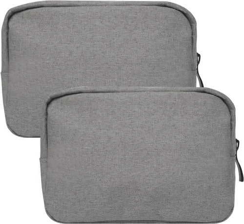 Vista 7 de Pequeña bolsa de maquillaje para bolso, paquete de 2 bolsas de viaje con cremallera, mini organizador portátil versátil para artículos de tocador