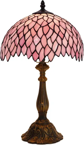 Vista 8 de Tiffany Lamp Stained Glass Table Lamp Bedside Reading Light W12H19 Inches (Sea Blue Pearl Style)
