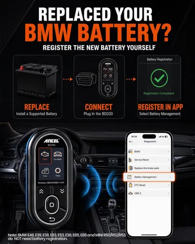 Vista 3 de ANCEL BD330 OBD2 Escáner Bluetooth (Actualizado BD310 para BMW) Herramienta de diagnóstico de sistema completo con registro de batería, función