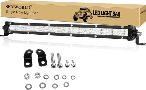 Vista 15 de SKYWORLD 2 X 4 Pulgadas 15W Barra de Luz LED de Una Sola Fila de Bajo Perfil Ultra Delgada, Mini Foco, Luces de Conducción Todoterreno, Luces LED