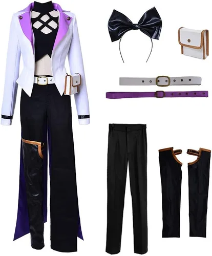 Vista 4 de miccostumes Disfraz de cosplay negro de cazadora de anime para mujer