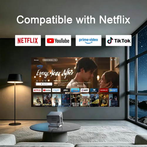 Vista 4 de VOPLLS Proyector 4600 ANSI 4K ahora con Netflix, enfoque automático, WiFi Auto Keystone, enfoque automático TOF 0.2s, soporte 4K, WiFi 6 Bluetooth