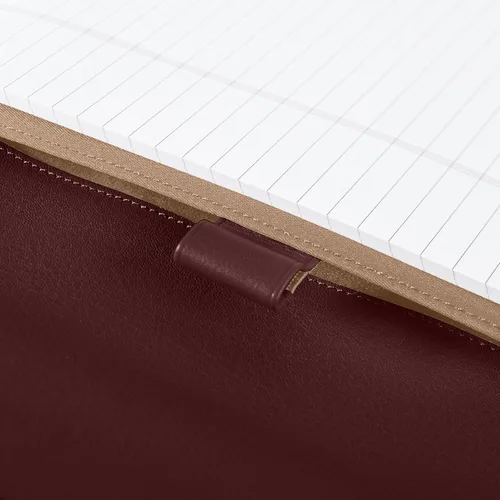 Vista 5 de Leatherology Cartera ejecutiva Burdeos con cremallera, bolsillo interior de piel de grano completo, bolsillo interior para tableta, lazo