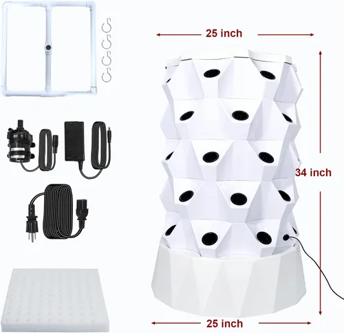 Vista 6 de Sistema de cultivo de torre hidropónica, equipo de torre aeropónica de cultivo vertical para hierbas, frutas y verduras de interior con adaptador