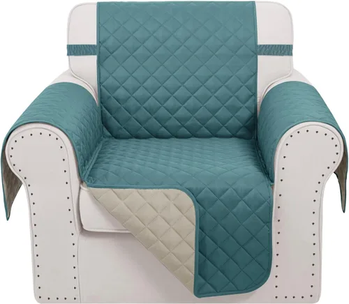 Vista 35 de Fundas para Silla Reclinable Reversibles Funda de Sofá para Mascotas Protector de Muebles Lazy Boy (Silla 23'', Beige/Beige)