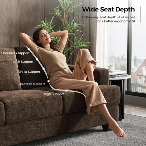 Vista 5 de COPIAE Sofá de asiento profundo de 89 pulgadas, sofá de felpilla de 3