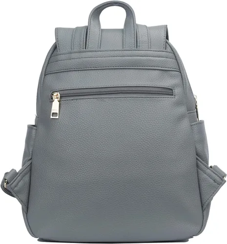 Vista 4 de KKXIU Mochila acolchada de cuero de moda para mujeres, adolescentes, niñas, damas, bolsas de viaje, Gris