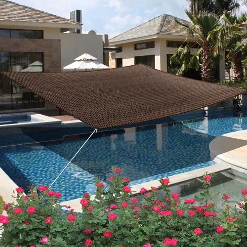 Vista 6 de Toldo Vela Rectangular Marrón de 4' x 5', Carpa con 95% de Bloqueo UV, Toldo Refugio de Tela Pantalla para Patio Exterior Jardín Trasero - Grado