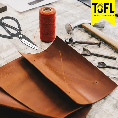 Vista 5 de TOFL Genuine Leather Strap, Top Grain Cowhide Craft Strip – Beige (2 Pack)