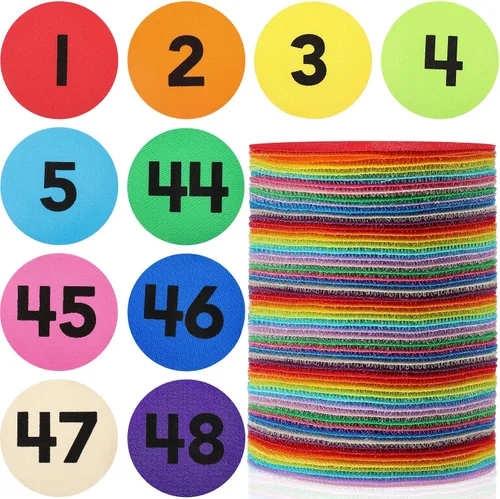 Vista 12 de Ireer 48 puntos marcadores de alfombra, puntos de alfombra con número 1-48, puntos de alineación para alfombra, suministros de decoración de puntos