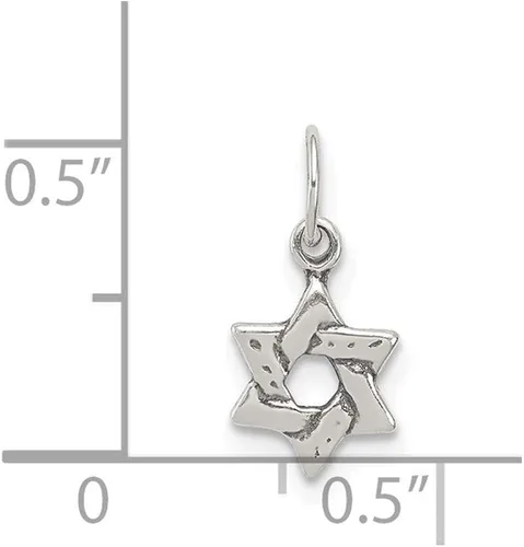 Vista 3 de Abalorio de plata de ley pequeña con estrella de David de 0394in 0276in estilo QC5914