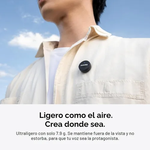 Vista 2 de Insta360 Mic Air (1 TX + 1 RX), Micrófono Inalámbrico con Cancelación de Ruido, Alcance de 300m, para USB-C iPhone/Android/PC/Mac, Vlog, Transmisión