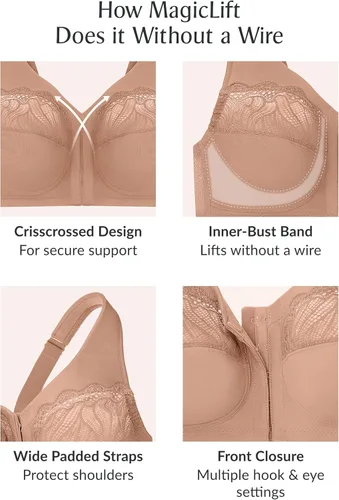 Vista 6 de Glamorise MagicLift - Brasier de forma natural para mujer, talla grande, sin varillas, #1210
