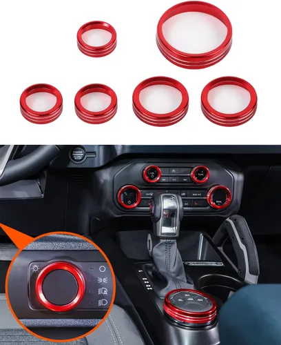 Vista 14 de Savadicar CKT01 Billet - Juegos de molduras de perillas de control de aluminio billet, faros/4WD/HVAC, biseles de anillos de perillas de control