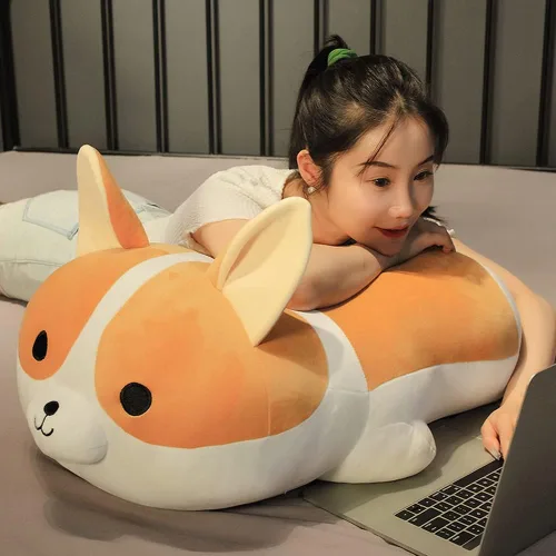 Vista 3 de Peluche Corgi Perro Shiba Inu Almohada de Peluche Animal de Peluche Niños Almohada de Peluche(Corgi, 80cm/31.4in)