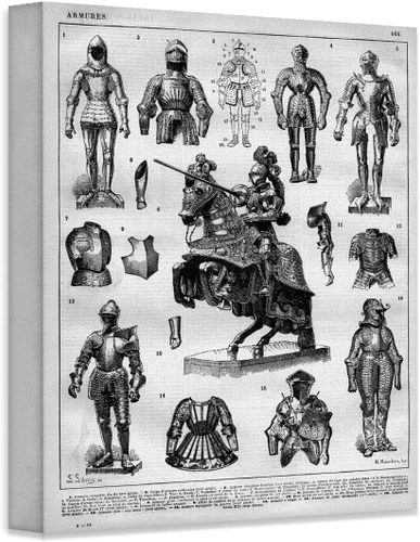 Vista 8 de Knight Armor - Lámina enmarcada de 11 x 14 pulgadas – Arte de pared de armaduras medievales para cueva de hombre, oficina, decoración de bar