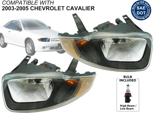 Vista 3 de APA - Conjunto de faros delanteros de repuesto para 2003 2004 2005 03 04 05 Cavalier par de pasajeros derecho y lado izquierdo del conductor Par
