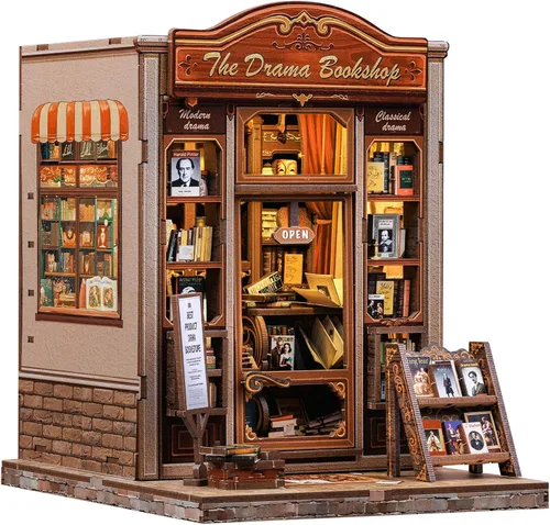 Vista 17 de CUTEBEE Kit de rincón de libros, kit de casa de muñecas en miniatura