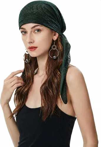 Vista 37 de ZLYC Gorro de quimioterapia para la cabeza preatado, gorro ligero para Verde (Lace Green)