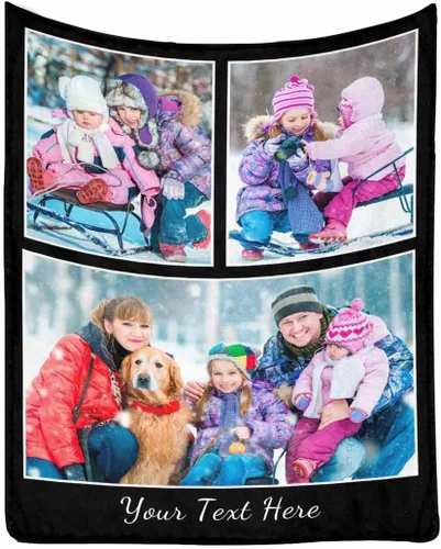 Vista 28 de MyPupSocks Manta de fotos personalizada para la familia, manta personalizada con 10 fotos y texto para mejores amigos, personaliza tus propias fotos