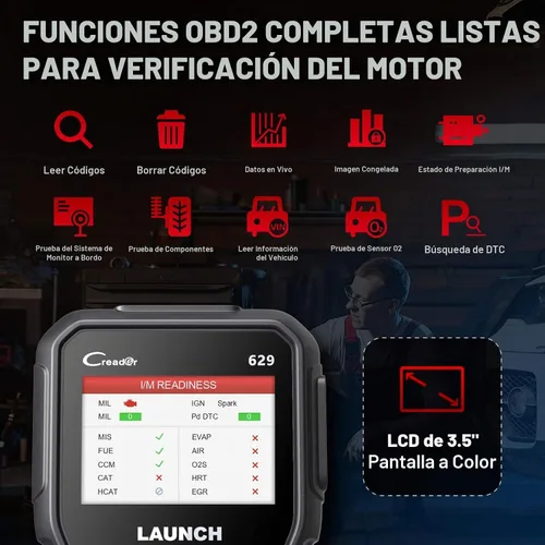 Vista 8 de Launch CR629 OBD2 escáner lector de código 2026 nueva herramienta de Negro