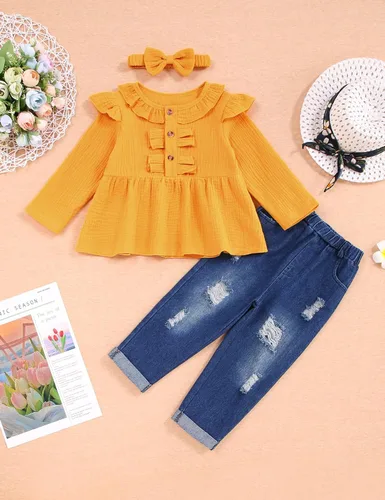 Vista 2 de Ropa para niña pequeña, parte superior roja sólida y pantalones con estampado de leopardo, ropa de bebé, ropa de invierno, 3 piezas para niñas